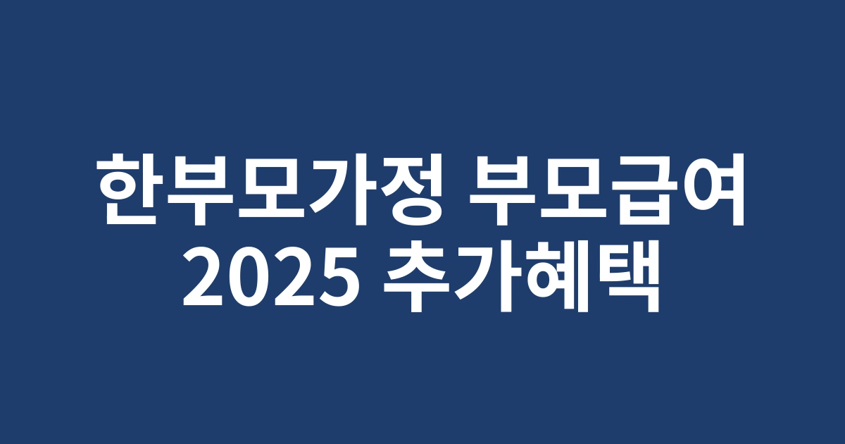 2025년 한부모가정 부모급여 추가지원 확대! 달라진 혜택과 지원금액 총정리