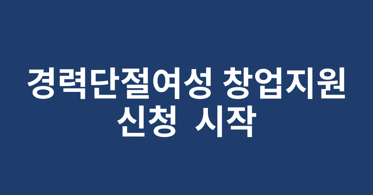 2025년 경력단절여성을 위한 서울시 여성창업지원금 신청 가이드 총정리