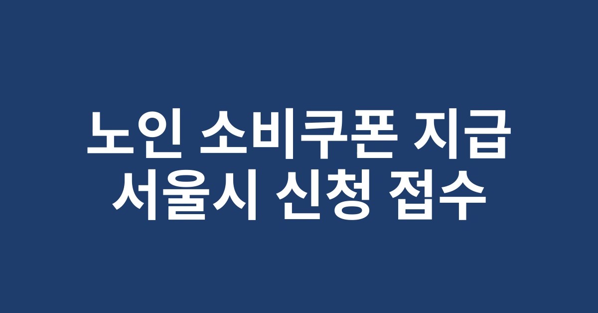 2025년 서울시 노인 민생회복 소비쿠폰 신청기간 및 사용처 안내