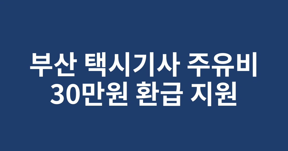 2025년 부산 택시기사 대상 주유비 30만원 환급 정책, 놓치지 말아야 할 신청 팁