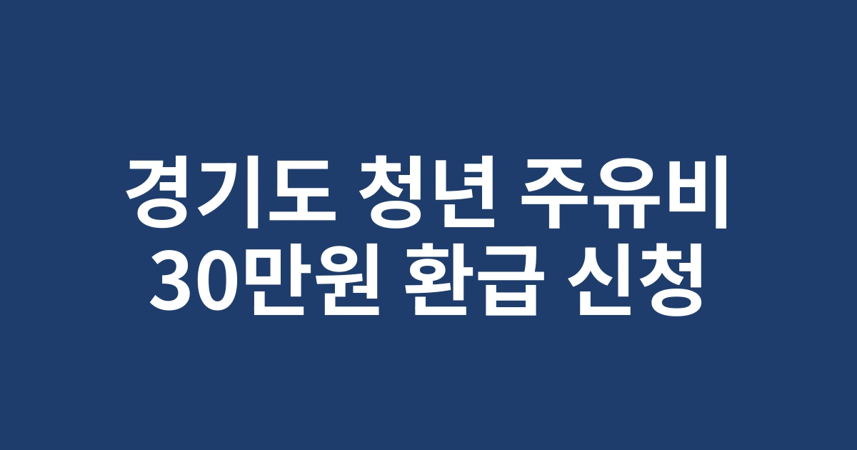 2025년 하반기 경기도 청년 주유비 30만원 환급 신청 가능한 지역과 방법 안내
